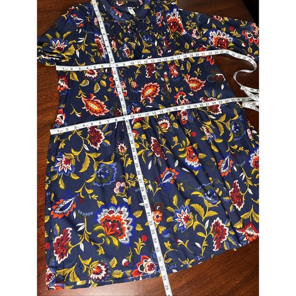 Old Navy Cottage Floral‎ Tunic Dress XL Blue Peasant Boho Flowy Long Sleeve - Picture 4 of 6